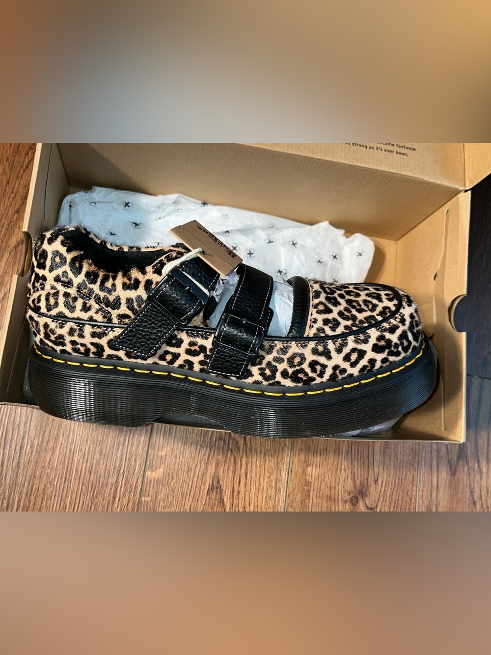 Women’s Dr Martens 10 Genuine Hair-on Cow Leather Mary Jane Flats Platform Sole